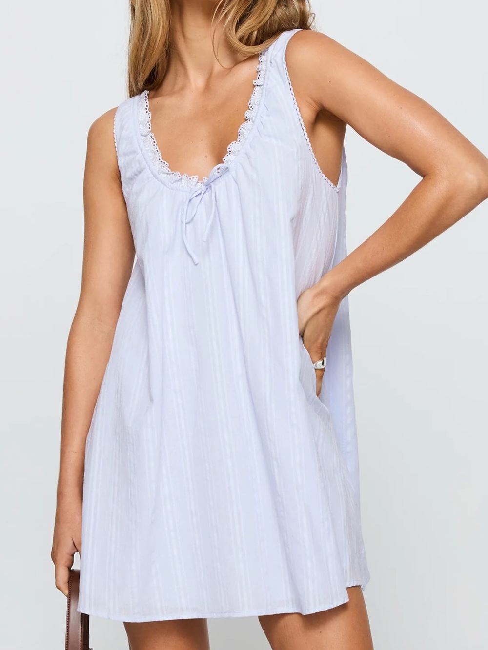 Princess Polly Antiquity Swing Mini Dress Blue Striped Size 4